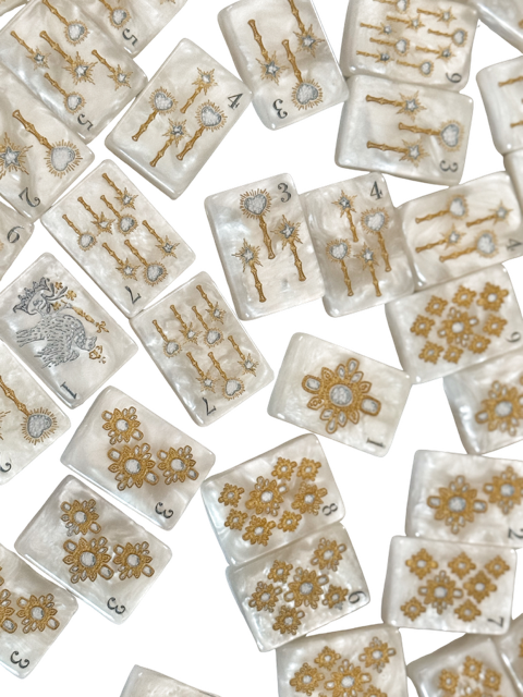 D'or White Mother of Pearl Mah Jong Set - Silver & Gold- 2nd FULFILLMENT PRE-ORDER ONLY