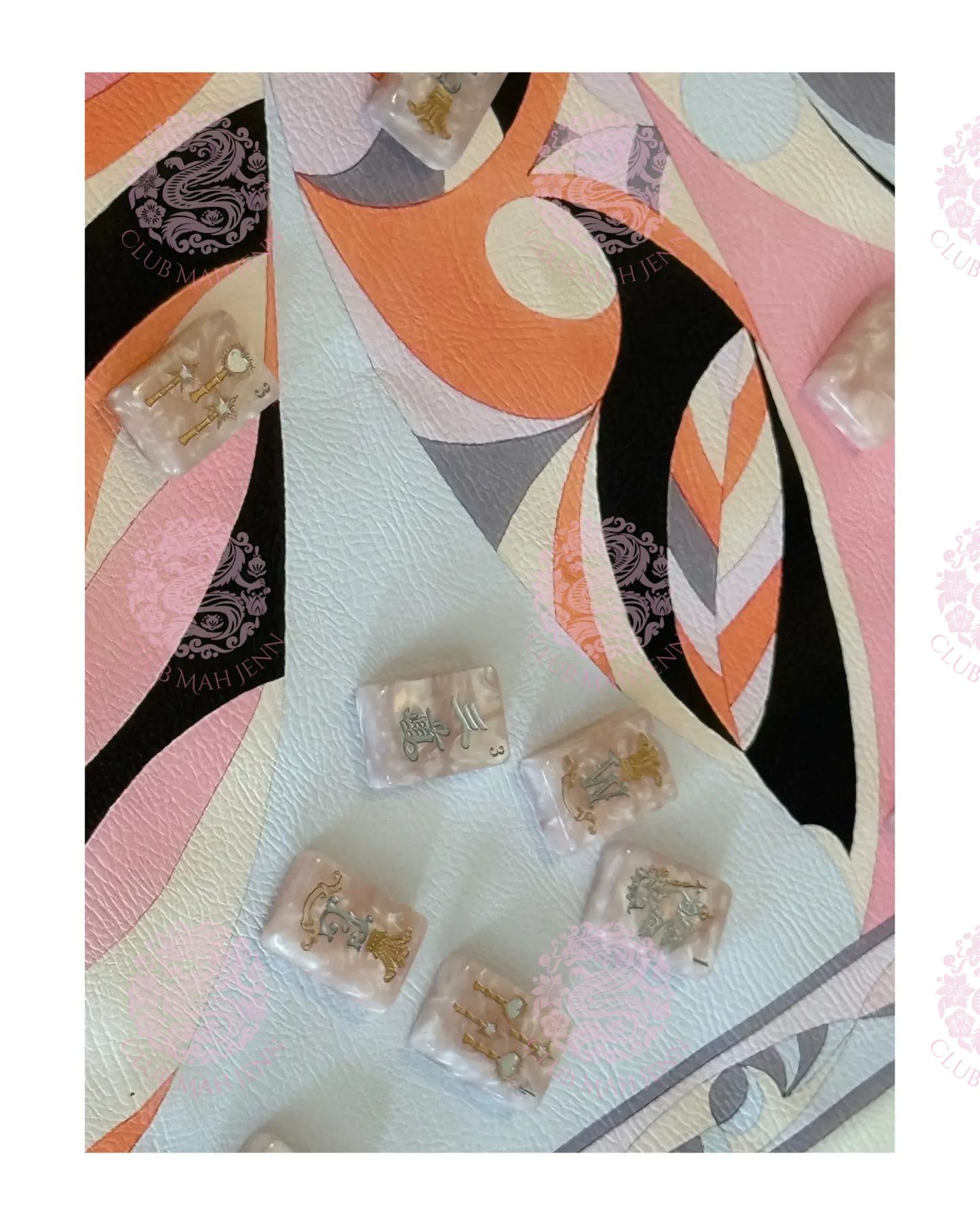 Miss Poochie Coral & Sky Leatherette Mat *Trademark Pending