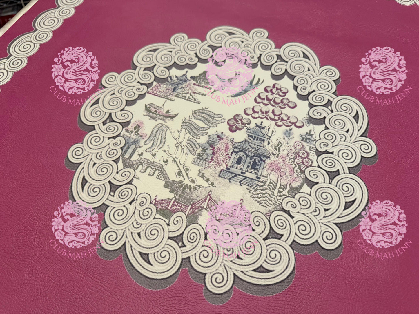 D'or Chinoise Leatherette Mat -Magenta. September Estimated Ship Date