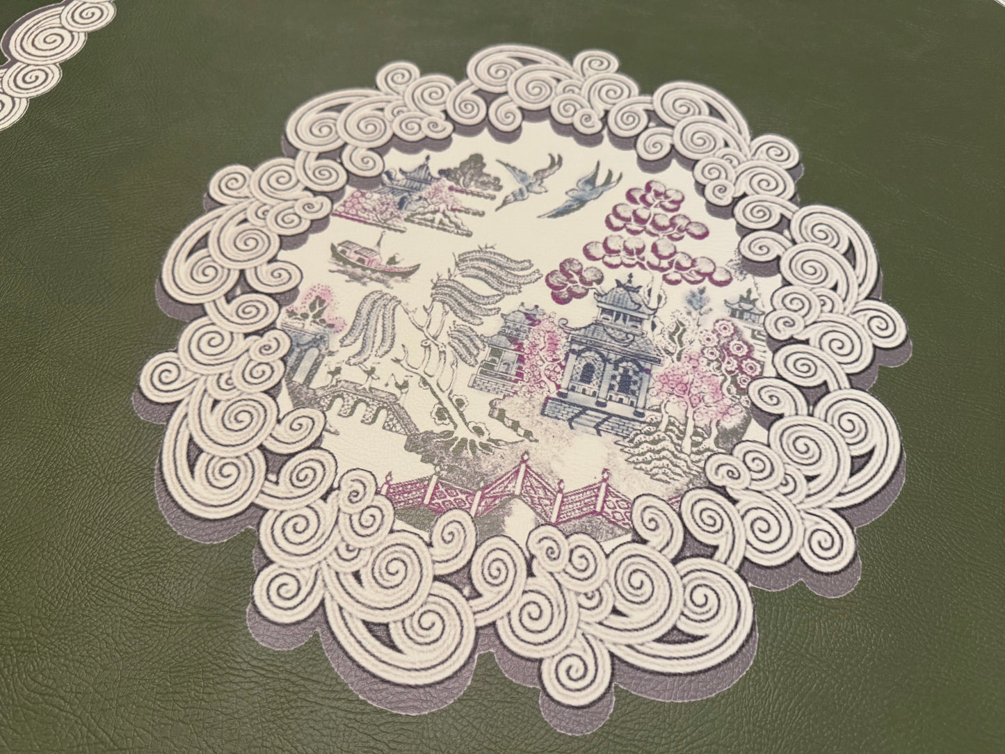 D'or Chinoise Leatherette Mat - Jade