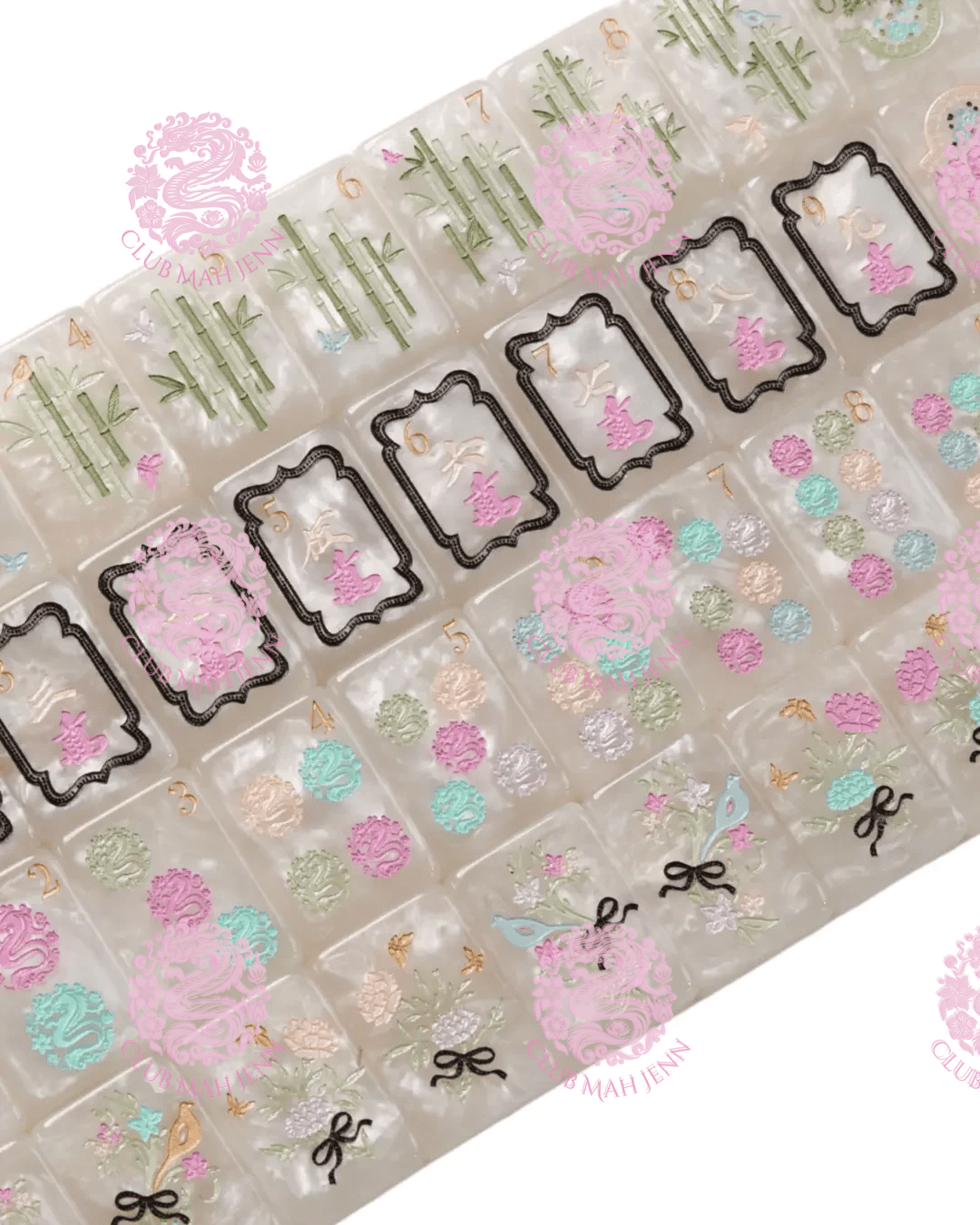 CUSTOM Pearl Royale Mother of Pearl Mah Jong Tiles - Miss Poochie - PRE-ORDER 6 MONTH ESTIMATED PRODUCTION TIME *Trademark Pending