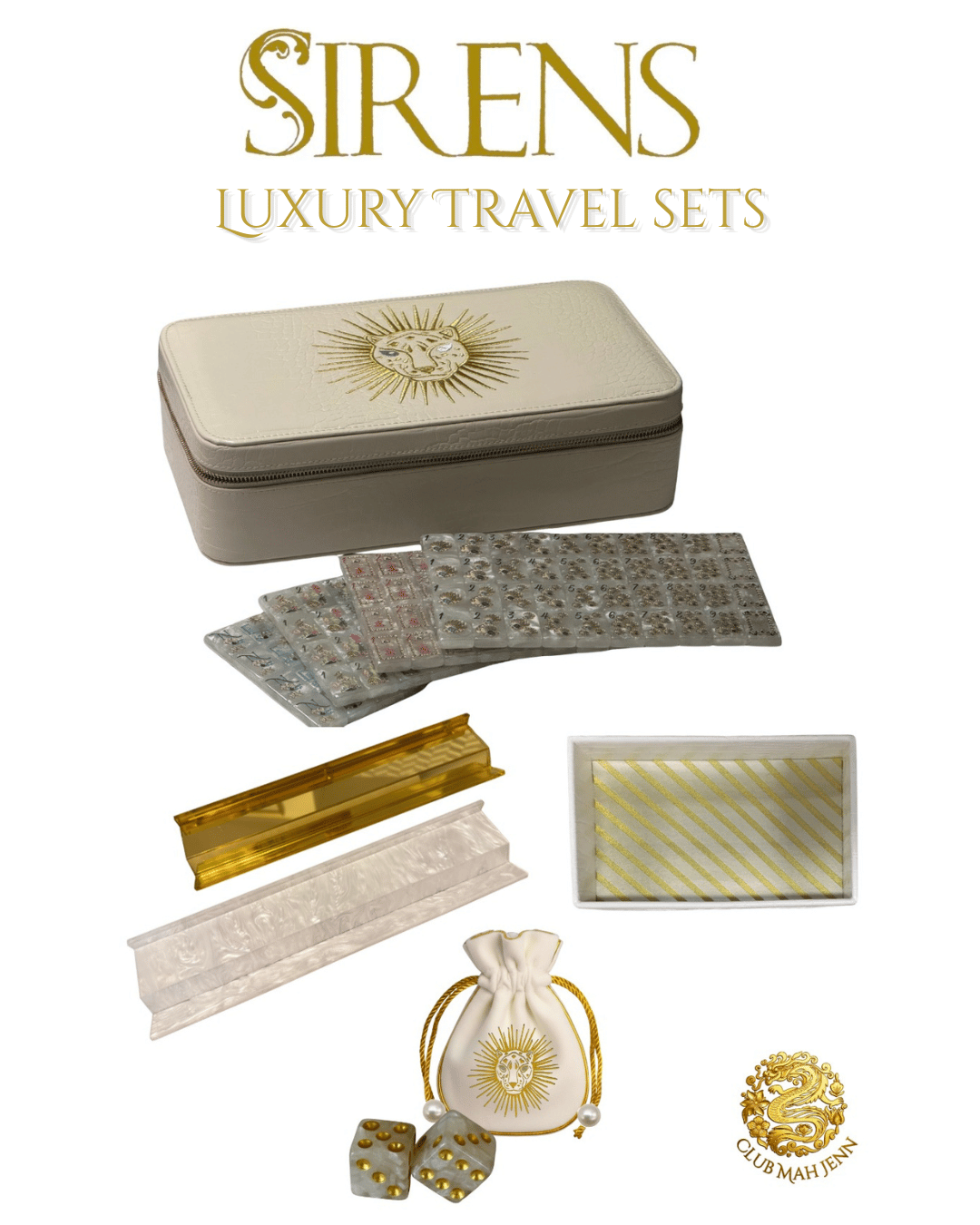 Sirens Mother of Pearl Mah Jong Travel Tile  Set  -PRE-ORDER 2nd Fulfillment  EARLIEST ESTIMATED DELIVERY March - April 2027 This is a  Final Sale Item - No Cancellations or Refunds ©2023 Club Mah Jenn