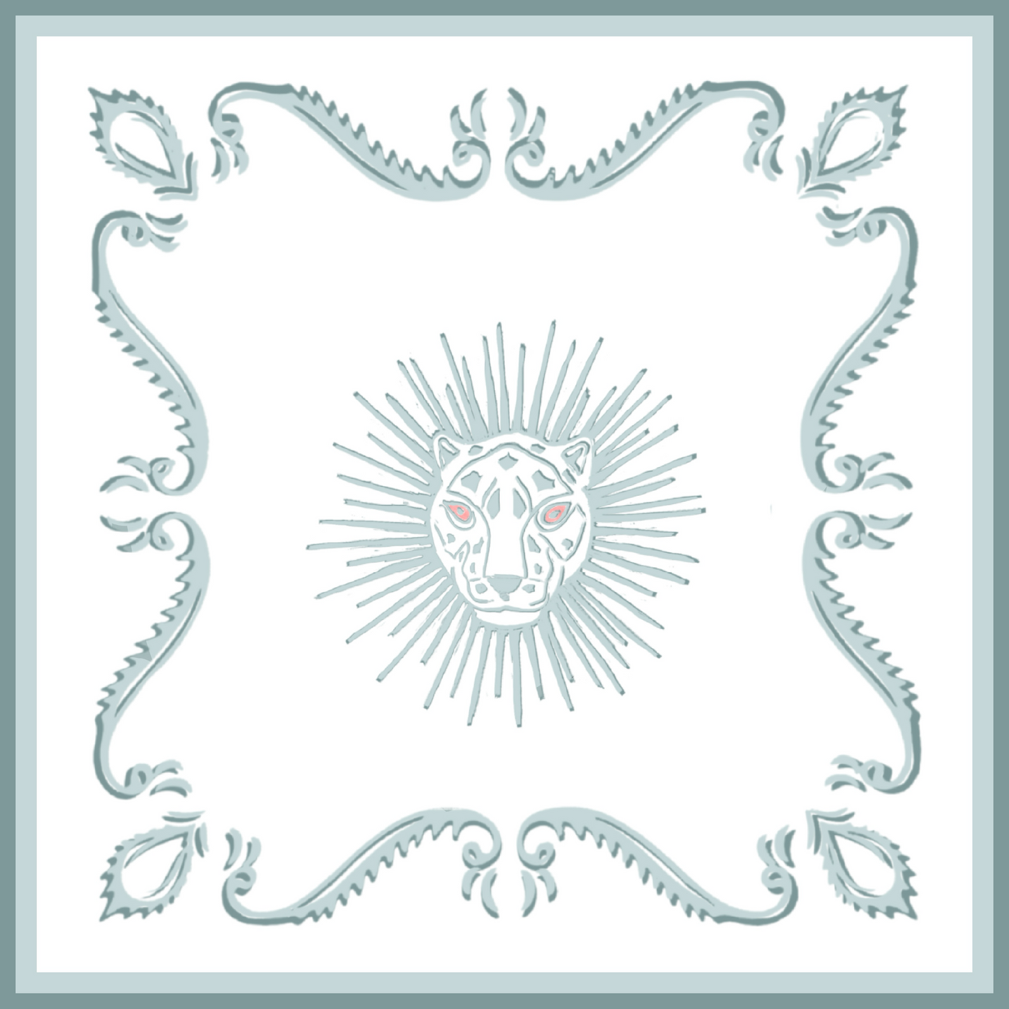 Queen of Dragons  Leatherette Mat -Pale Blue & Coral