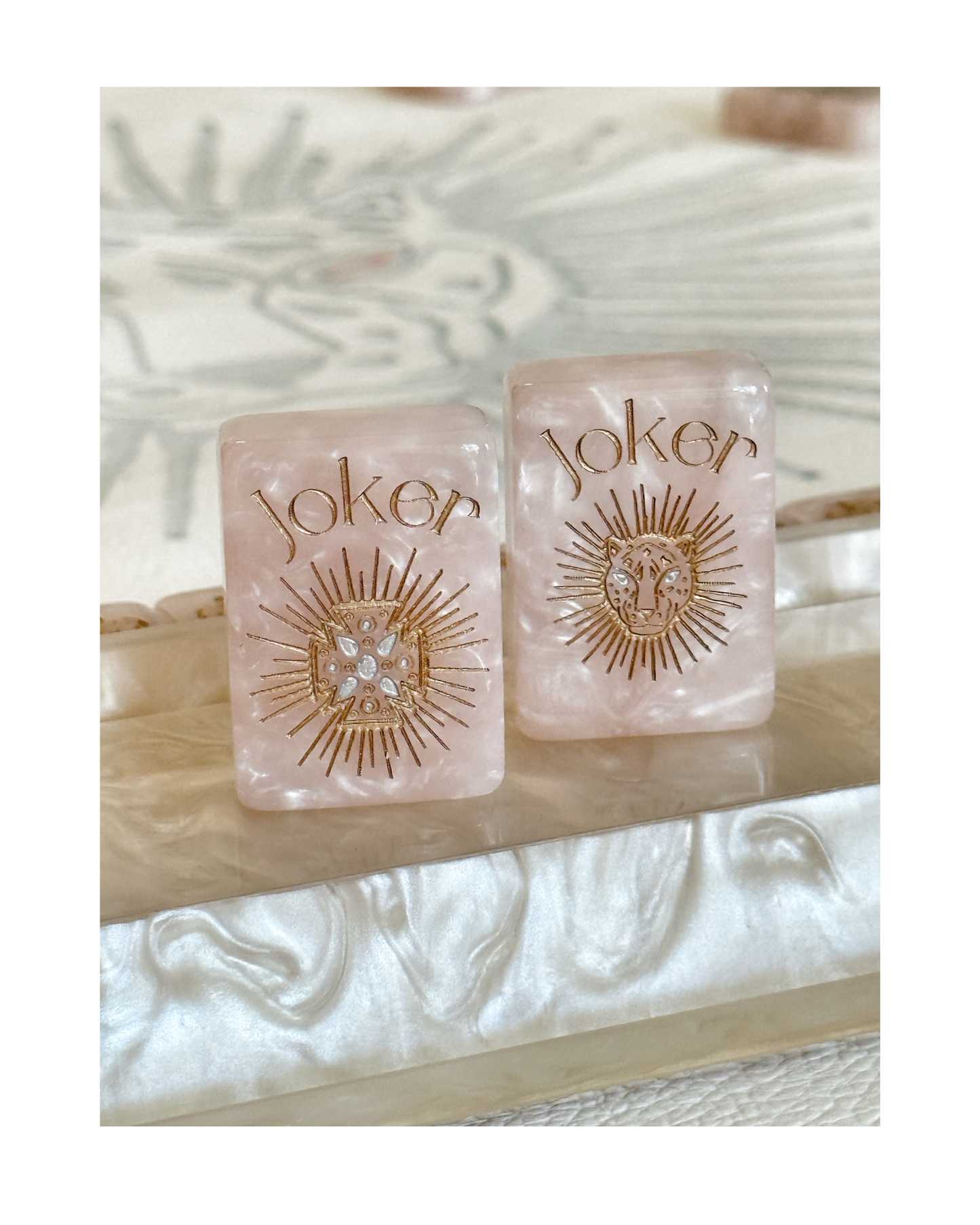 D'or Pink Mother of Pearl Mah Jong Set - Silver & Gold- 2nd FULFILLMENT PRE-ORDER ONLY