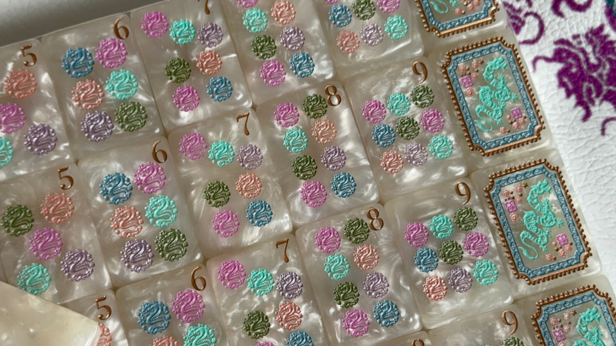 RETIRED !!! SPECIAL LIMITED EDITION Pearl Royale   Mother of Pearl Mah Jong Set - Madame Poochie  RETIRED
