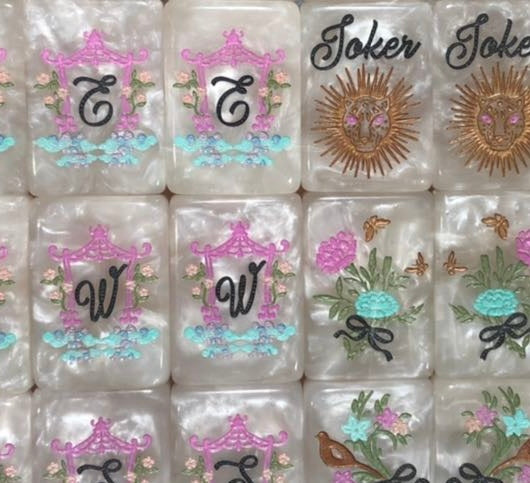 RETIRED !!! SPECIAL LIMITED EDITION Pearl Royale   Mother of Pearl Mah Jong Set - Madame Poochie  RETIRED