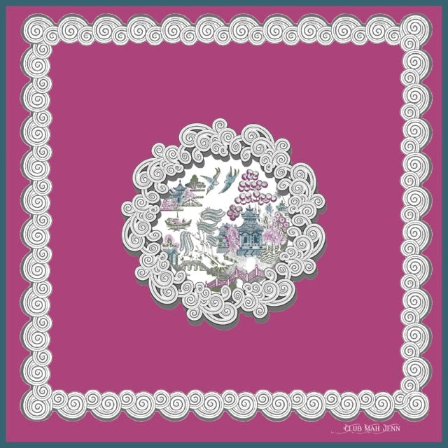 D'or Chinoise Leatherette Mat -Magenta