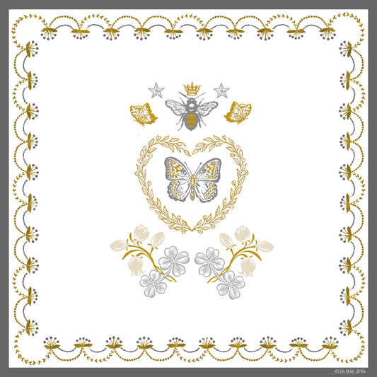 D'or Flower Leatherette Mat - Silver & Gold