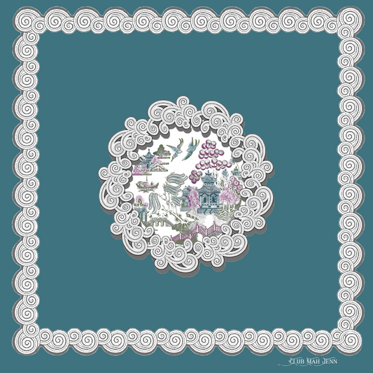 D'or Chinoise Leatherette Mat - Peacock