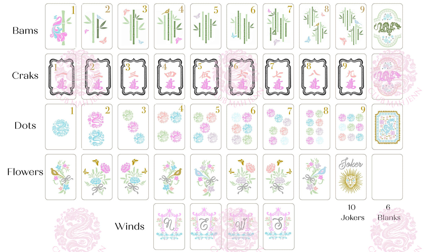CUSTOM Pearl Royale Mother of Pearl Mah Jong Tiles - Miss Poochie - PRE-ORDER   6 MONTH ESTIMATED PRODUCTION TIME  *Trademark Pending