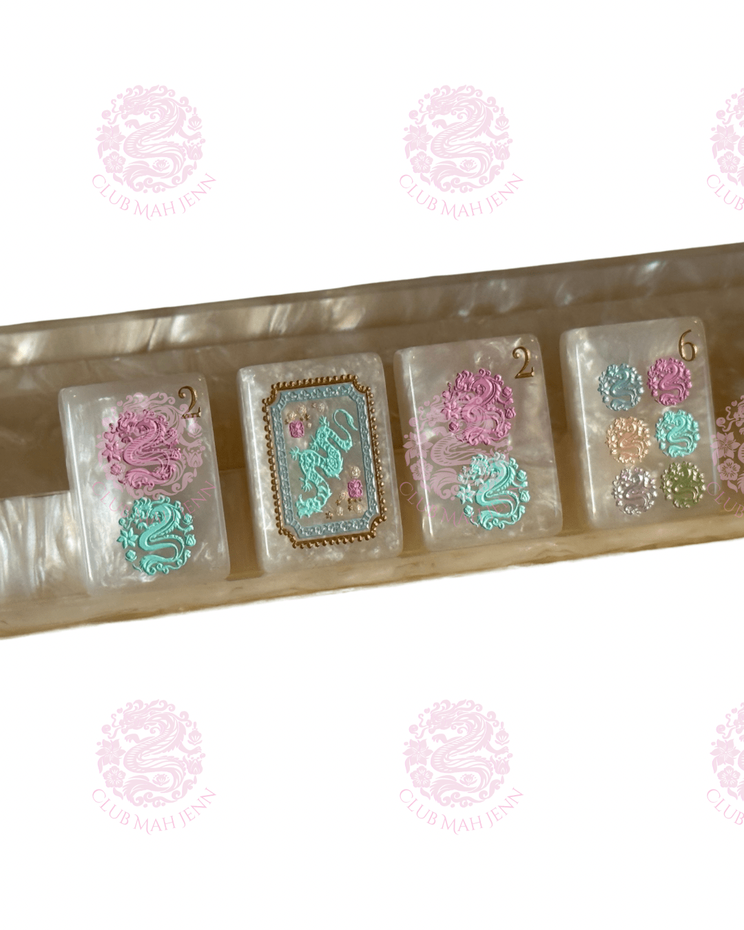CUSTOM Pearl Royale Mother of Pearl Mah Jong Tiles - Miss Poochie - PRE-ORDER   6 MONTH ESTIMATED PRODUCTION TIME  *Trademark Pending
