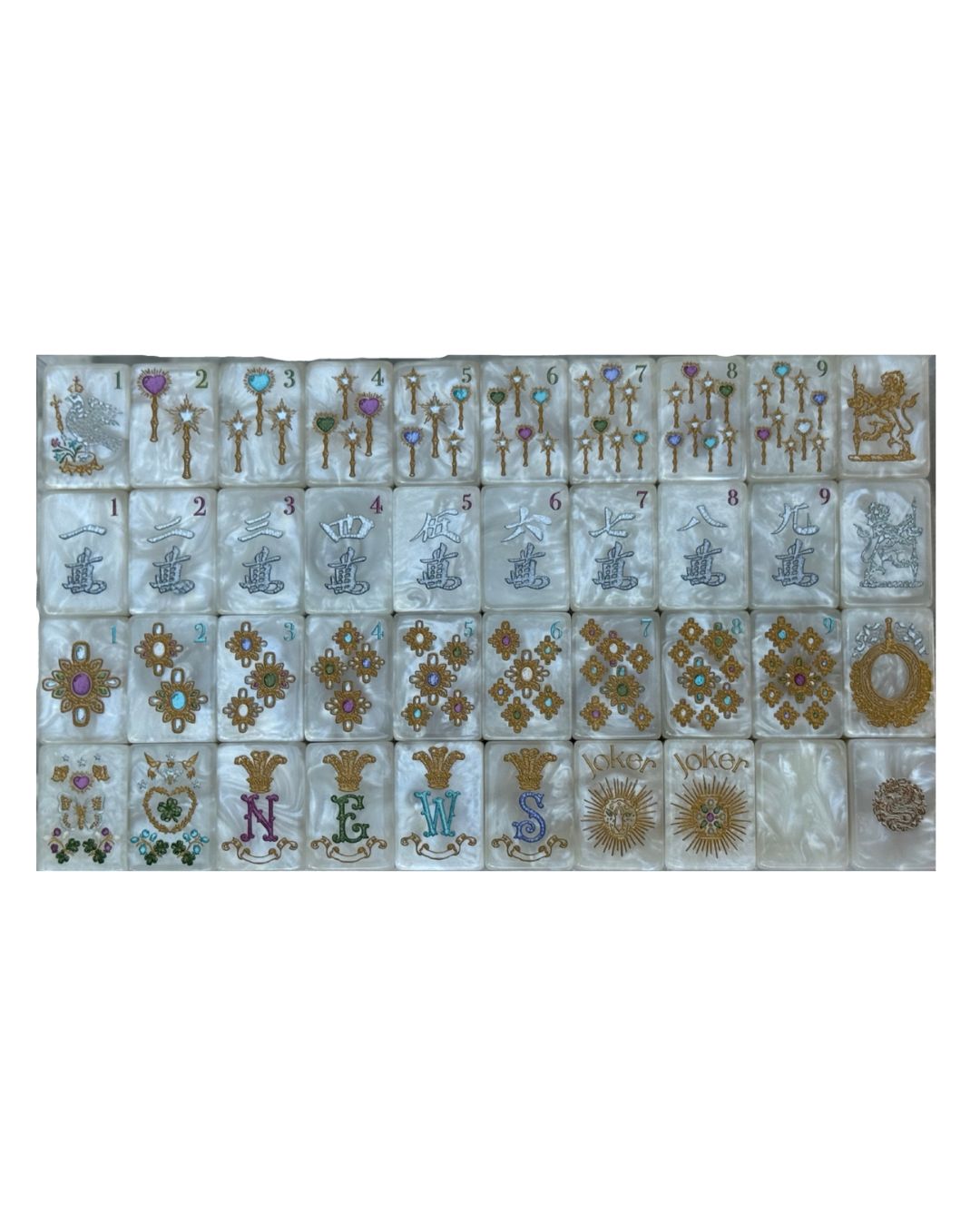 D'or White Mother of Pearl Mah Jong Set - Jewel Tones     2nd Fulfillment Period PRE-ORDER ONLY