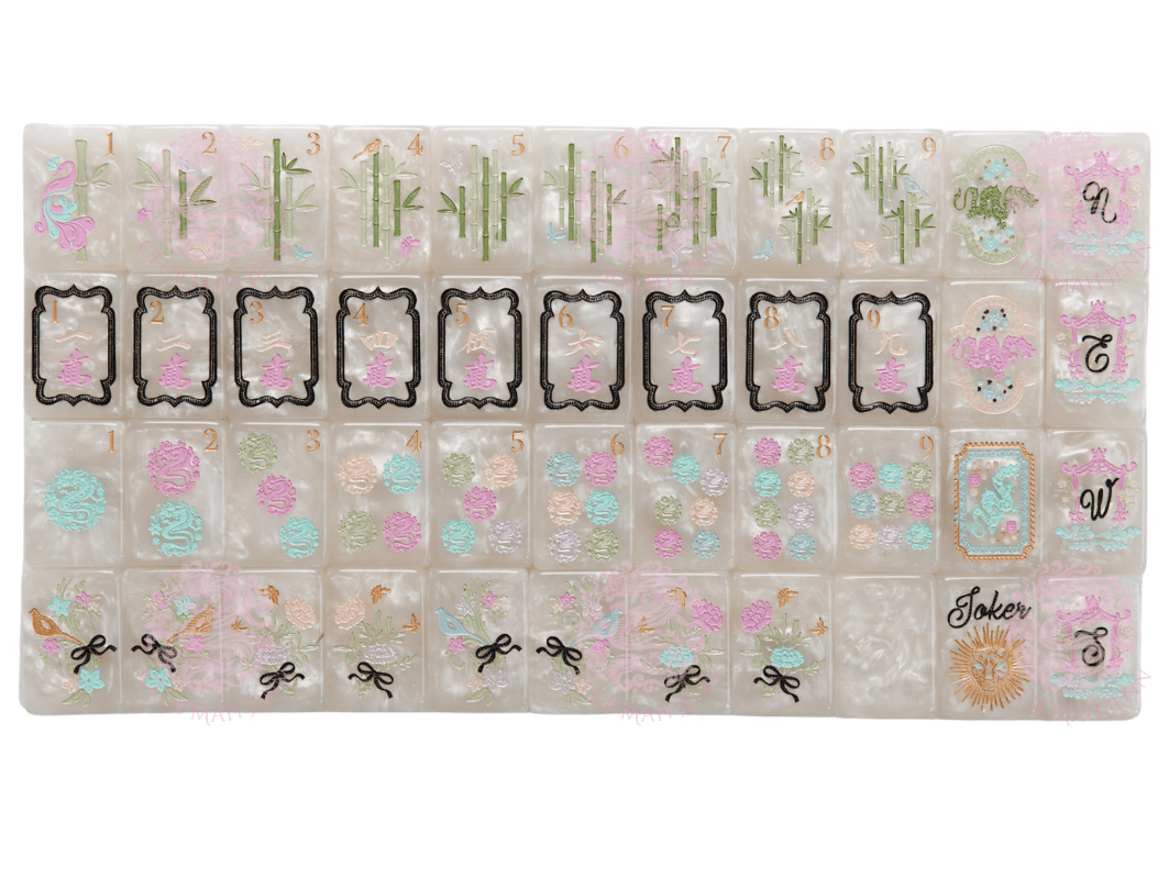CUSTOM Pearl Royale Mother of Pearl Mah Jong Tiles - Miss Poochie - PRE-ORDER   6 MONTH ESTIMATED PRODUCTION TIME  *Trademark Pending