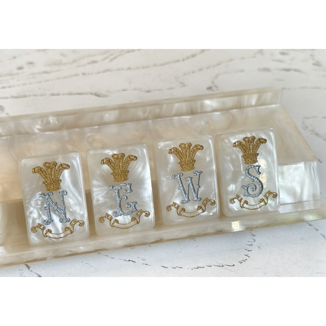 D'or White Mother of Pearl Mah Jong Set - Silver & Gold- 2nd FULFILLMENT PRE-ORDER ONLY