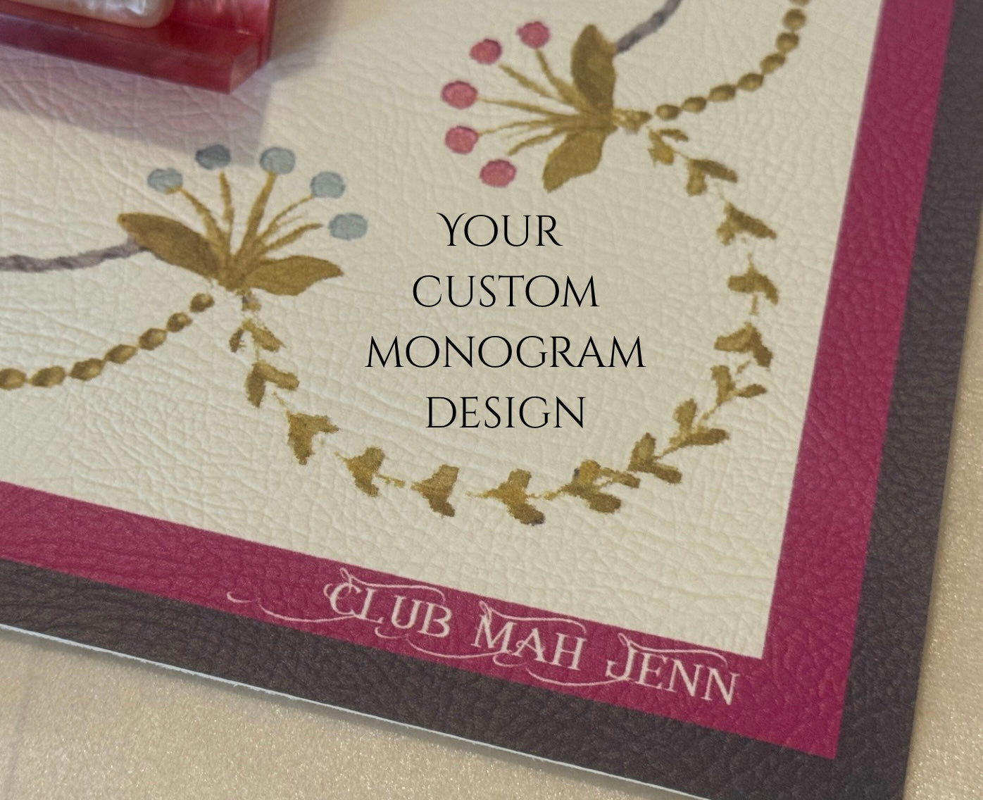 D'or Flower Leatherette Mat - Silver & Gold