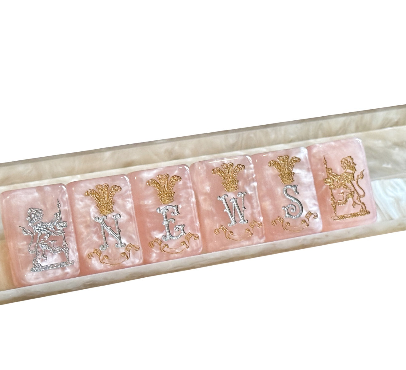 D'or Pink Mother of Pearl Mah Jong Set - Silver & Gold- 2nd FULFILLMENT PRE-ORDER ONLY