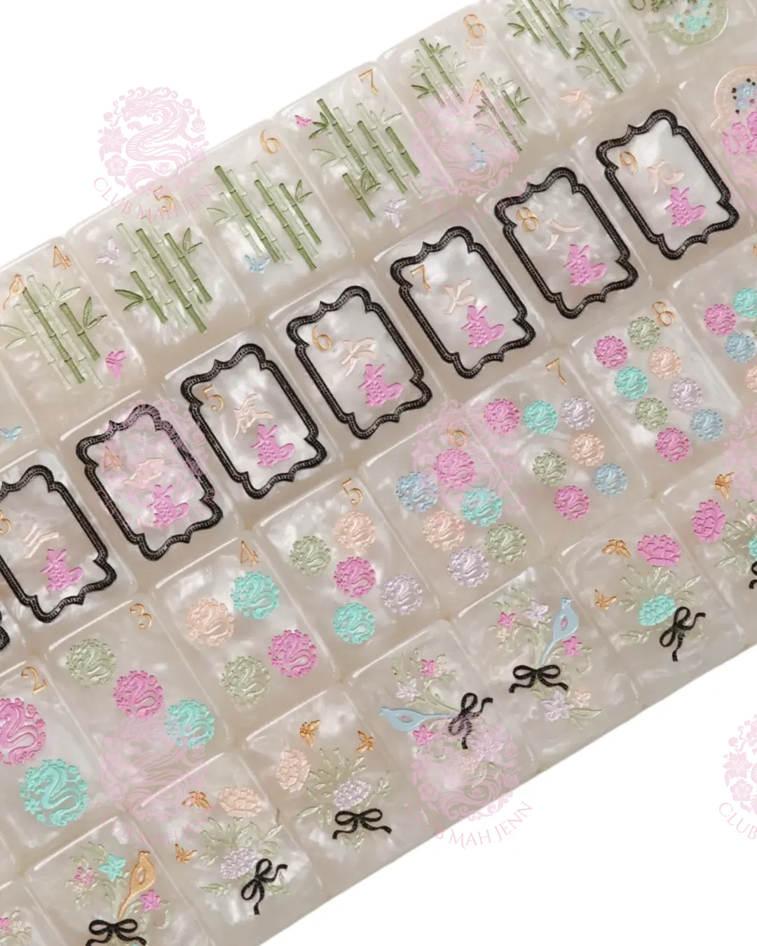 CUSTOM Pearl Royale Mother of Pearl Mah Jong Tiles - Miss Poochie - PRE-ORDER   6 MONTH ESTIMATED PRODUCTION TIME  *Trademark Pending